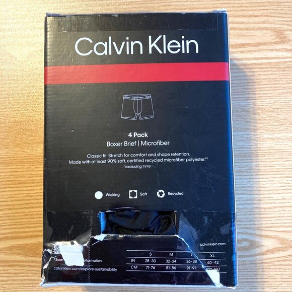 Calvin Klein Microfiber Boxer Briefs Classic Fit 4-Pack Mens Medium M Black NEW - Picture 3 of 7